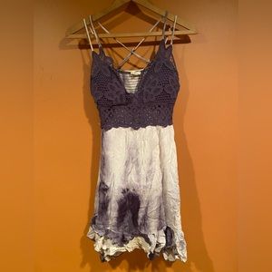 La Miel Tie dye crochet purple sun dress